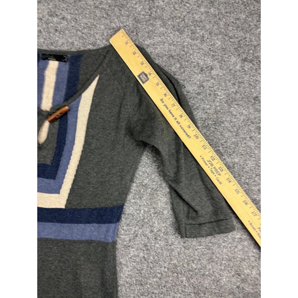 Prana Sweater Dress Womens Small Gray Colorblock Scoop Neck 3/4 Sleeve Knit - Picture 3 of 8